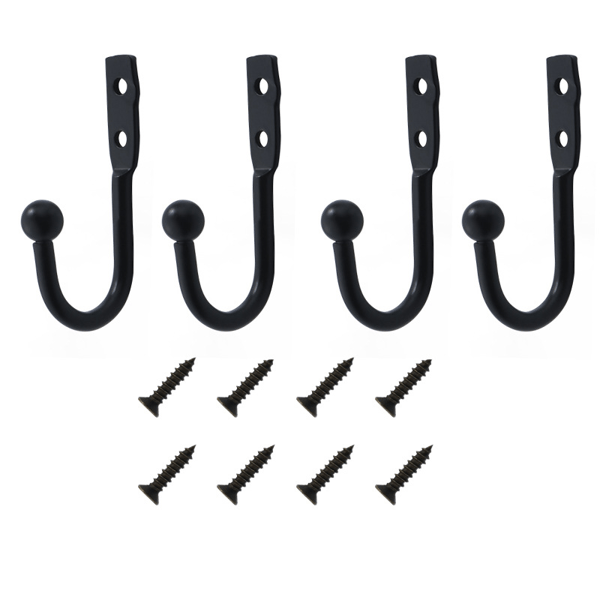 Seinäkoukut ruuveilla 4 kpl Black Seinäkoukut ruuveilla 4 kpl Black