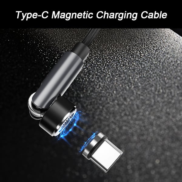 Magnetisk USB-C ladekabel 3A Hurtigopladning 2 m Black