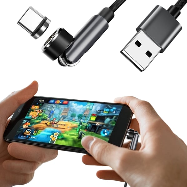 Magnetisk USB-C ladekabel 3A Hurtigopladning 2 m Black