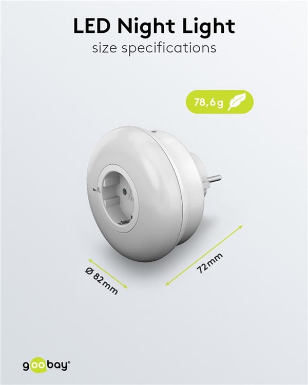 LED-yövalo seinäpistorasiaan