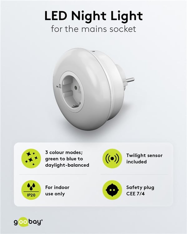 LED-nattlys for stikkontakt
