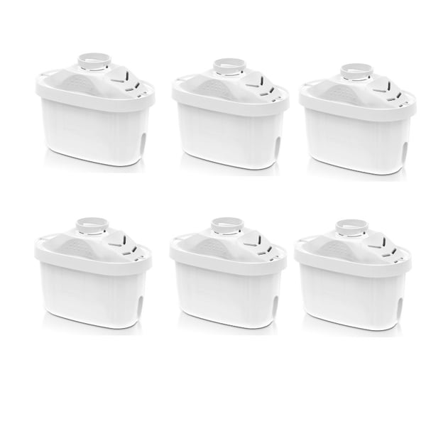6-pack vandfilterpatroner kompatibel med Brita-serien — PP bomuld + aktivt kul udskiftningsfiltre for forbedret smag og reduceret klor White Brita Fun / Marella / Style / Aluna / Optimax