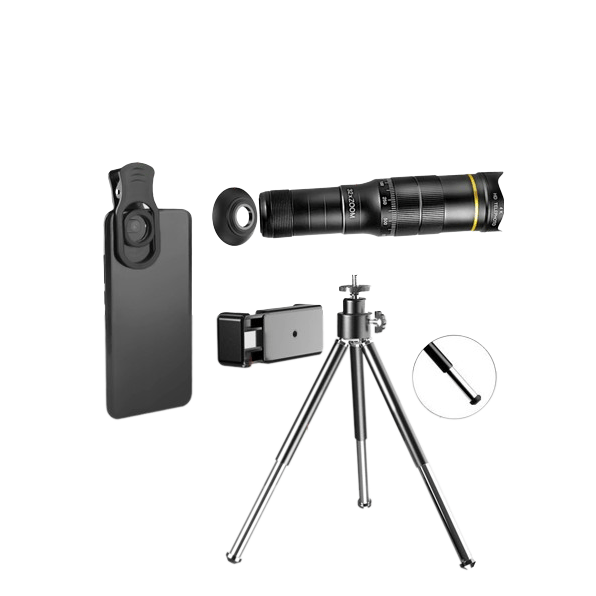 Teleskoplinse for mobil - 32X justerbar zoom med stativ Black