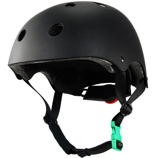 Skatehjelm S 46-53cm Grønn Spenne Svart