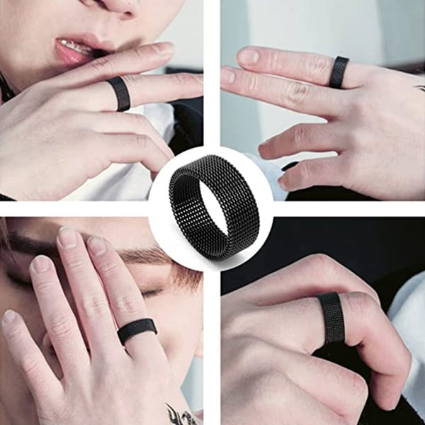 Flexibel Mesh Ring i Rostfritt Stål Black 19.9 mm