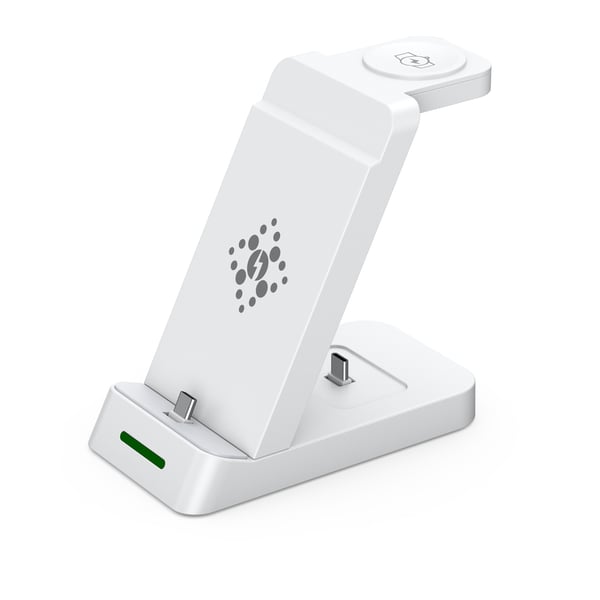 Multifunksjonell trådløs lader for telefon, Samsung smartklokke, øreplugger White
