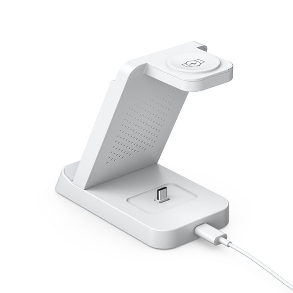 Multifunksjonell trådløs lader for telefon, Samsung smartklokke, øreplugger White