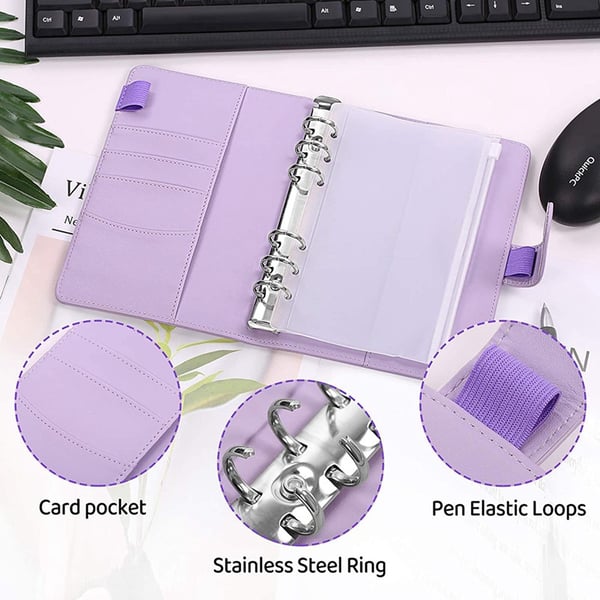 A6 notesbogsmaske med 8 styks ringbindslomme 6-hul MultiColor