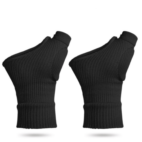 Håndleds tommelfingerstøtte kompressionshandsker 1 par Black