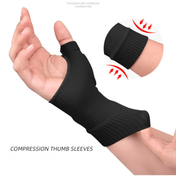Håndleds tommelfingerstøtte kompressionshandsker 1 par Black