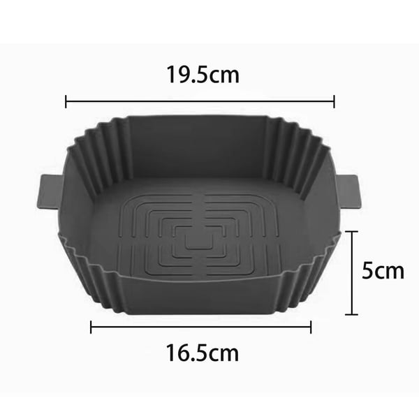 2-paks Airfryer Silikongryte med hansker Grey 16.5x19.5x5 cm
