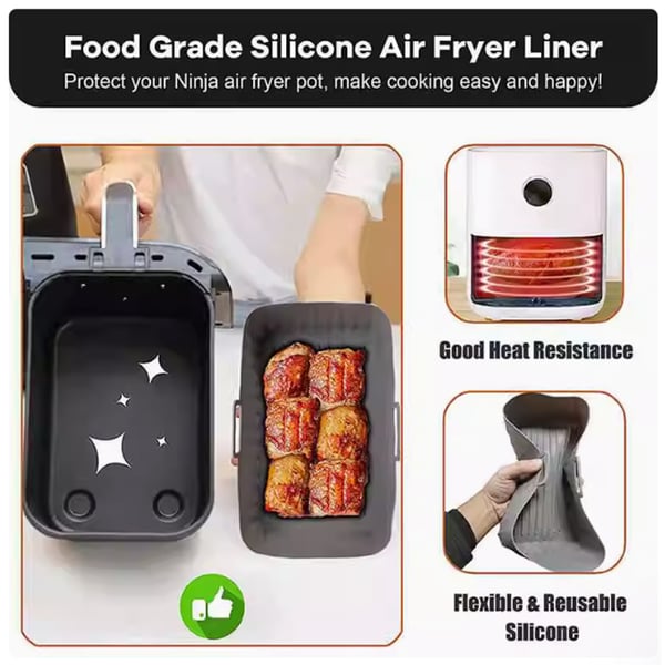 2-pak luftfriturebeholder med ovnluffer Silikone Black