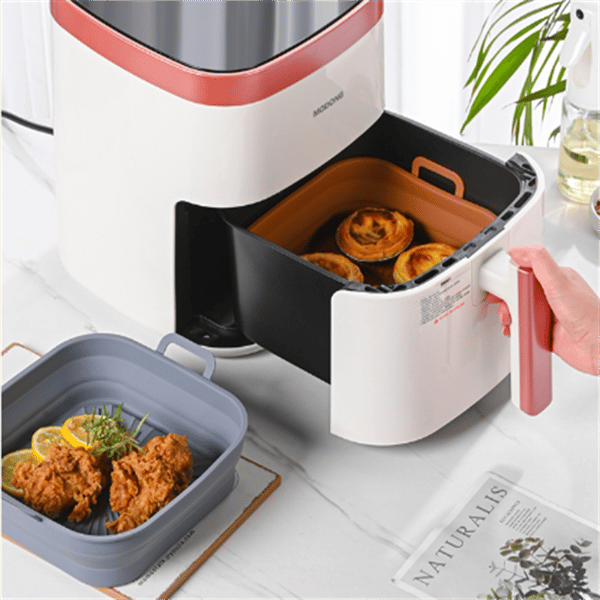 Sammenklappelig Air Fryer Silikoneform 17,5 cm 2-pak MultiColor