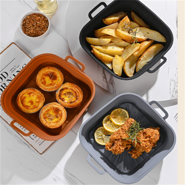 Sammenklappelig Air Fryer Silikoneform 17,5 cm 2-pak MultiColor