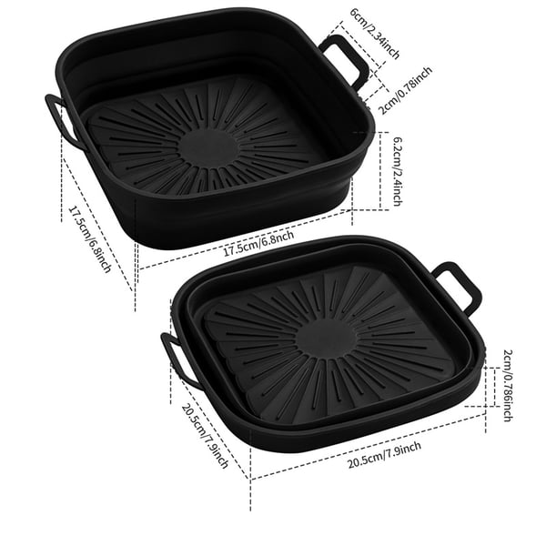 Sammenklappelig Air Fryer Silikoneform 17,5 cm 2-pak MultiColor