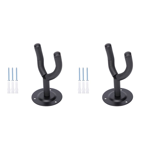 Gitarrhängare, Väggfäste för gitarr, bas, ukulele 2-pack Black