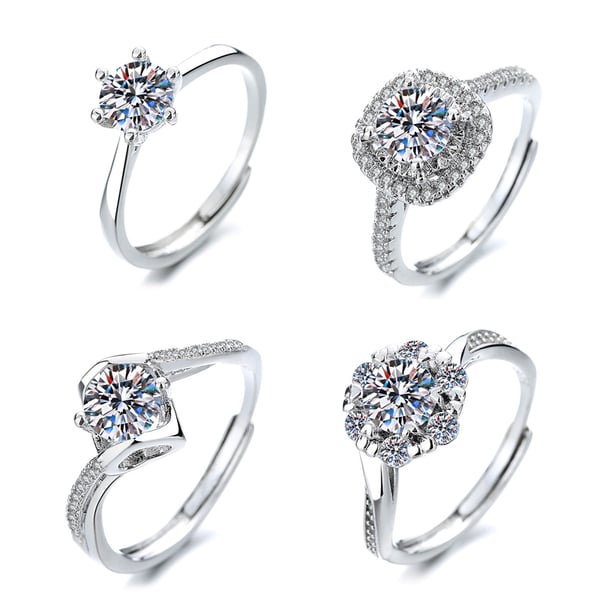 Bling zirkonirengassetti 4 kpl Silver