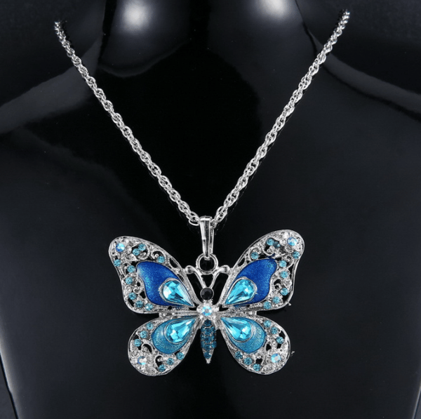 Vintage halskjede med sommerfuglanheng Blue