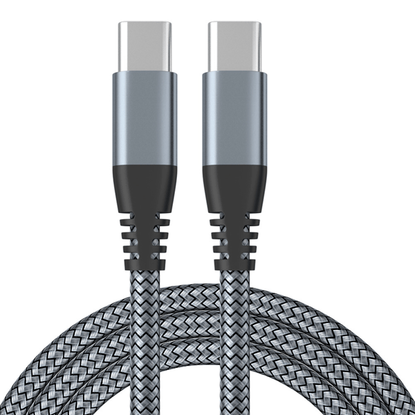 USB-C-latauskaapeli 60 W pikalataus, yhteensopiva iPhone 15/Plus/Pro Max, Samsung Galaxy S24/S23/S22, Pixel 7 Pro kanssa Grey 2 m