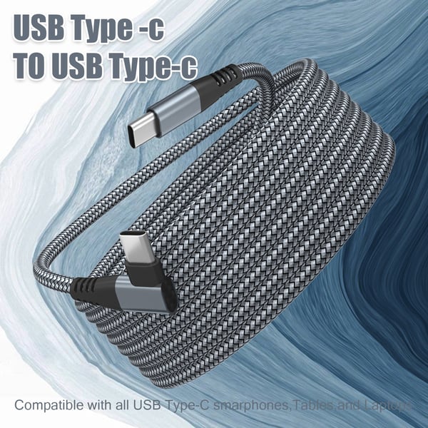 USB-C lader med vinklet kontakt 60 W hurtiglading Grey 2 m