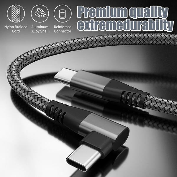 USB C-lader med vinklet kontakt 60W PD hurtiglading Black 1 m