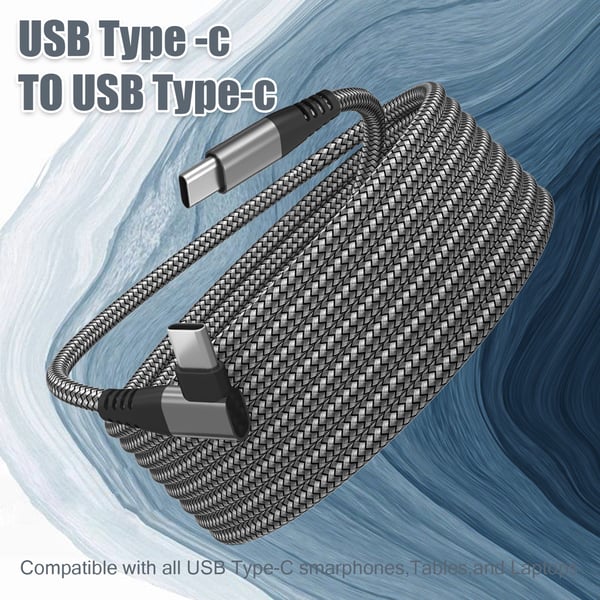 USB C-lader med vinklet kontakt 60W PD hurtiglading Black 1 m
