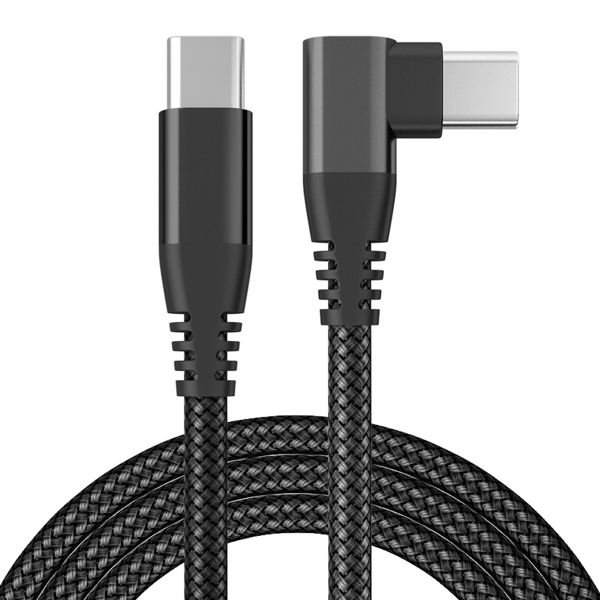 USB C-lader med vinklet kontakt 60W PD hurtiglading Black 2 m