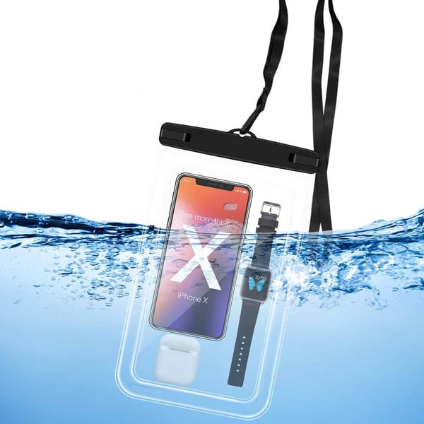 Suuri vedenpitävä puhelintasku IPX8 2 kpl Black