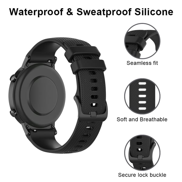 Klokkereim silikon Black Garmin Venu, Vivomove, Move, Vivoactive, Forerunner, Approach S40 20 mm