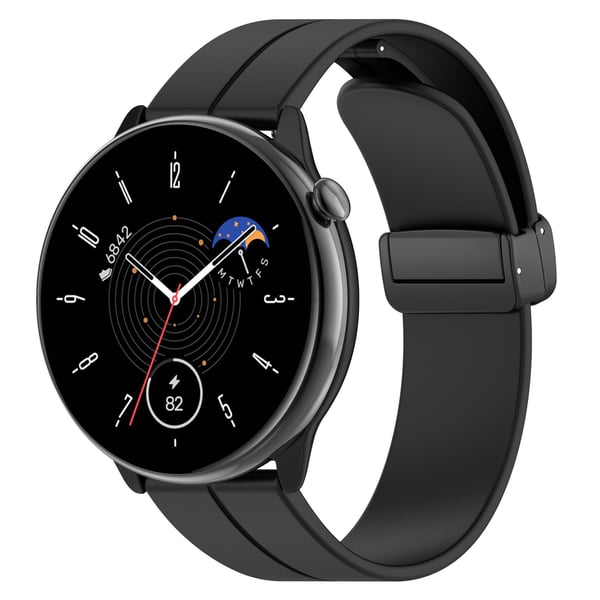 Klokkebånd magnetisk spenne silikon Black Samsung Galaxy Watch 3 45 mm/Gear S3 Classic, Frontier, Huawei Watch Buds/GT Runner/GT2 Pro, Xiaomi Watch S1 Pro, Garmin Forerunner 255/Vivoactive 4 22 mm