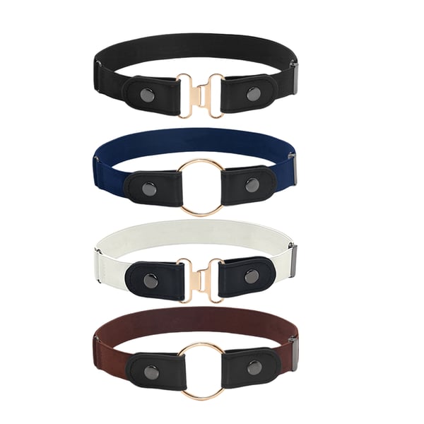 Elastisk bælte uden spænde 4-pak Black/DarkBlue/White/Brown