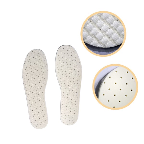Et par hvite Gingham Terry Latex innleggssåler White 37/38: 24.5x8 cm