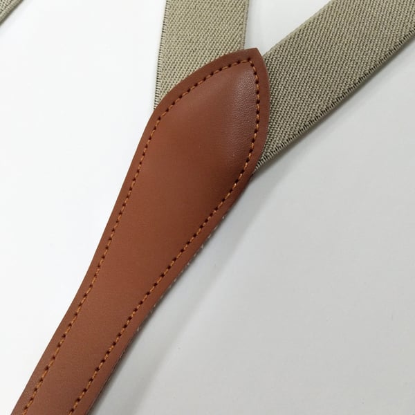 Elastiska Hängslen, 4 Klämmor Khaki