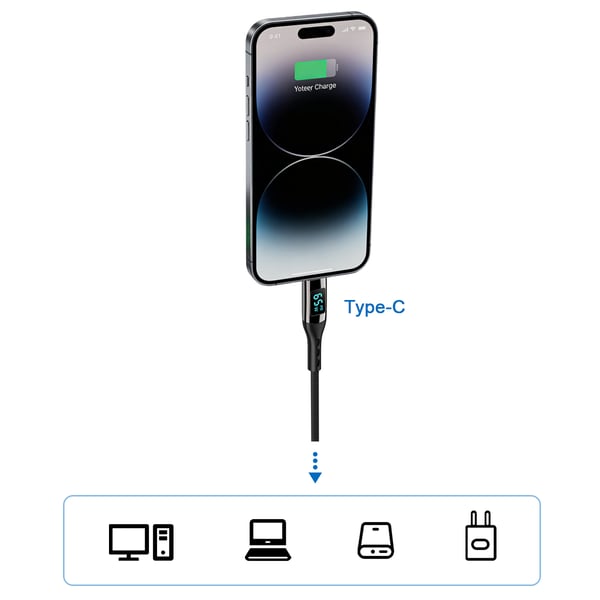 USB-C PD hurtigopladningskabel 100 W Black 2 m