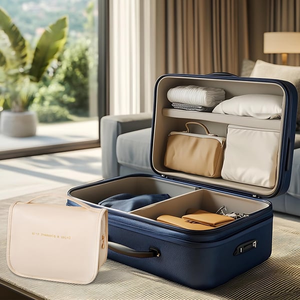 Hengende toalettmappe, kosmetikkveske for reise Beige