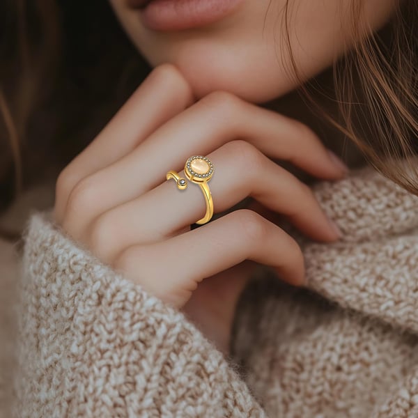 Justerbar åpen ring med roterbar rund dekorasjon Gold