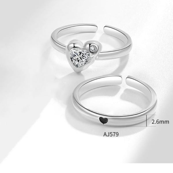 Justerbar Ring - Hjärtdesign Silver