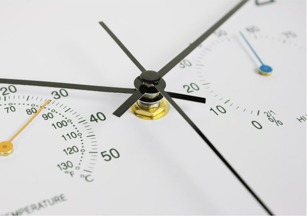 Stillegående veggklokke med termometer og hygrometer Black