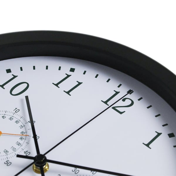 Stillegående veggklokke med termometer og hygrometer Black