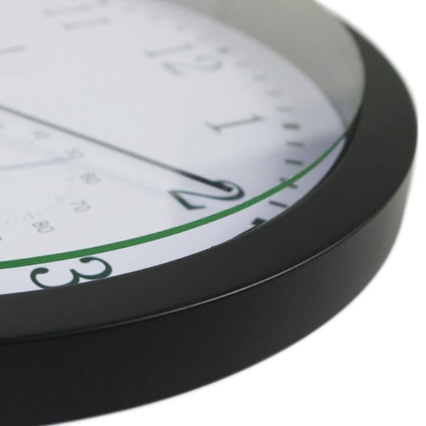 Stillegående veggklokke med termometer og hygrometer Black