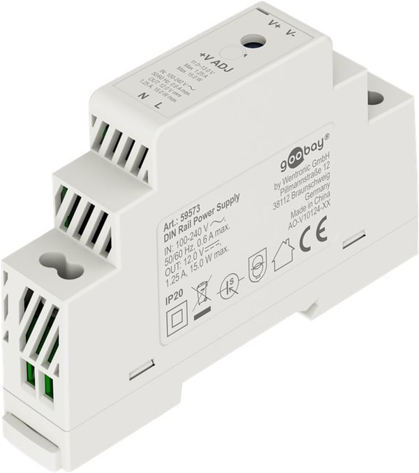 Virtalähde DIN-kiskoon 12 V, 1,25 A, 15 W