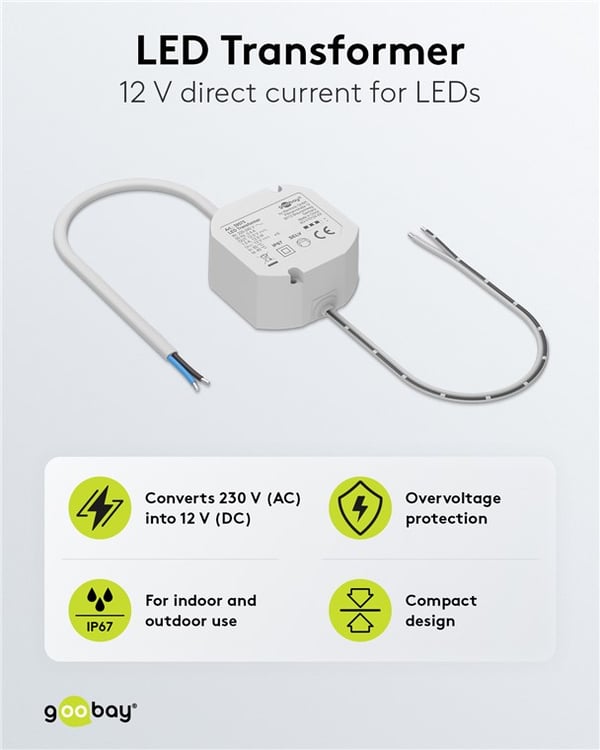 LED-transformer 12 V (DC) (DC), 12 W, IP67