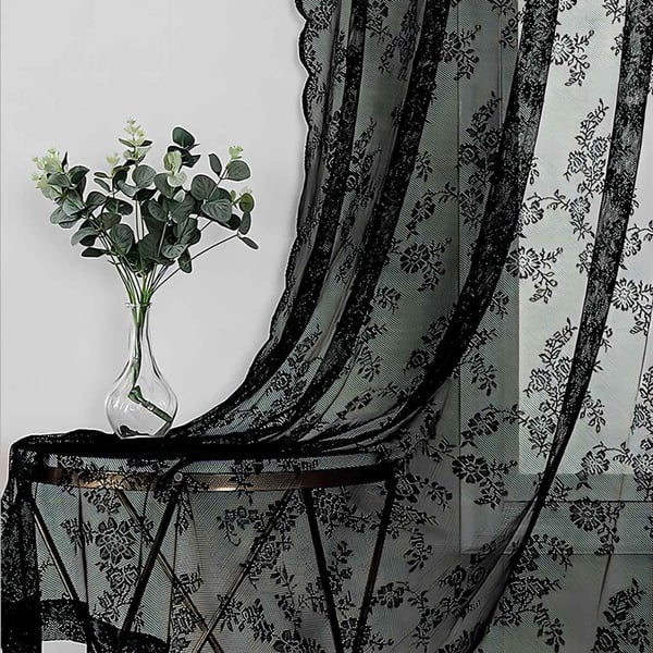 Sorte blondegardiner 2 stk Black 100 x 200 cm