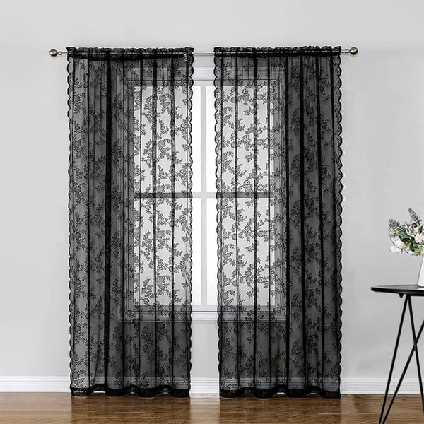 Sorte blondegardiner 2 stk Black 100 x 200 cm