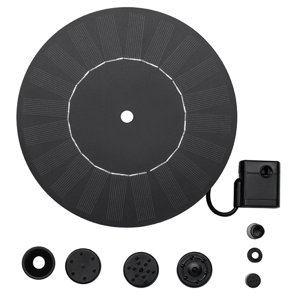 Solcelledrevet vannfontene med utskiftbare dyser - 18 cm