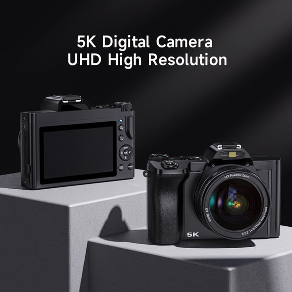 Digitalkamera 5K/48MP/16X zoom, 3,5 tommers skjerm