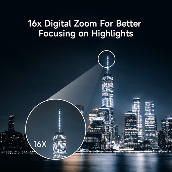 Digitalkamera 5K/48MP/16X zoom, 3,5 tommers skjerm