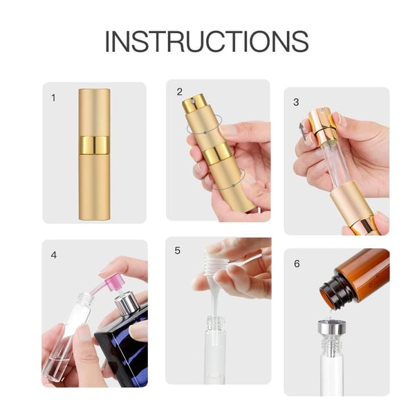 Liten refill sprayflaske for parfyme 8 ml Gold