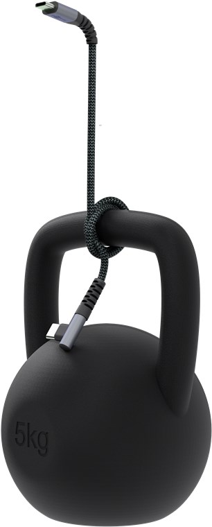 USB-C™ til USB-C™ tekstilkabel med metallkontakter (mellomgrå/sølv), 90°, m