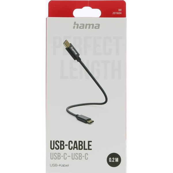Ladekabel USB-C till USB-C 0.2m Svart